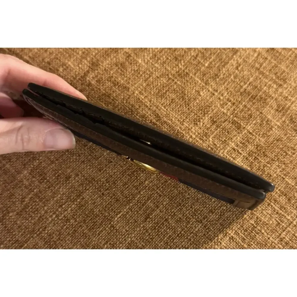Auth. Gucci GG Ophidia Web Canvas Card Holder Case W/Dust Bag Rare